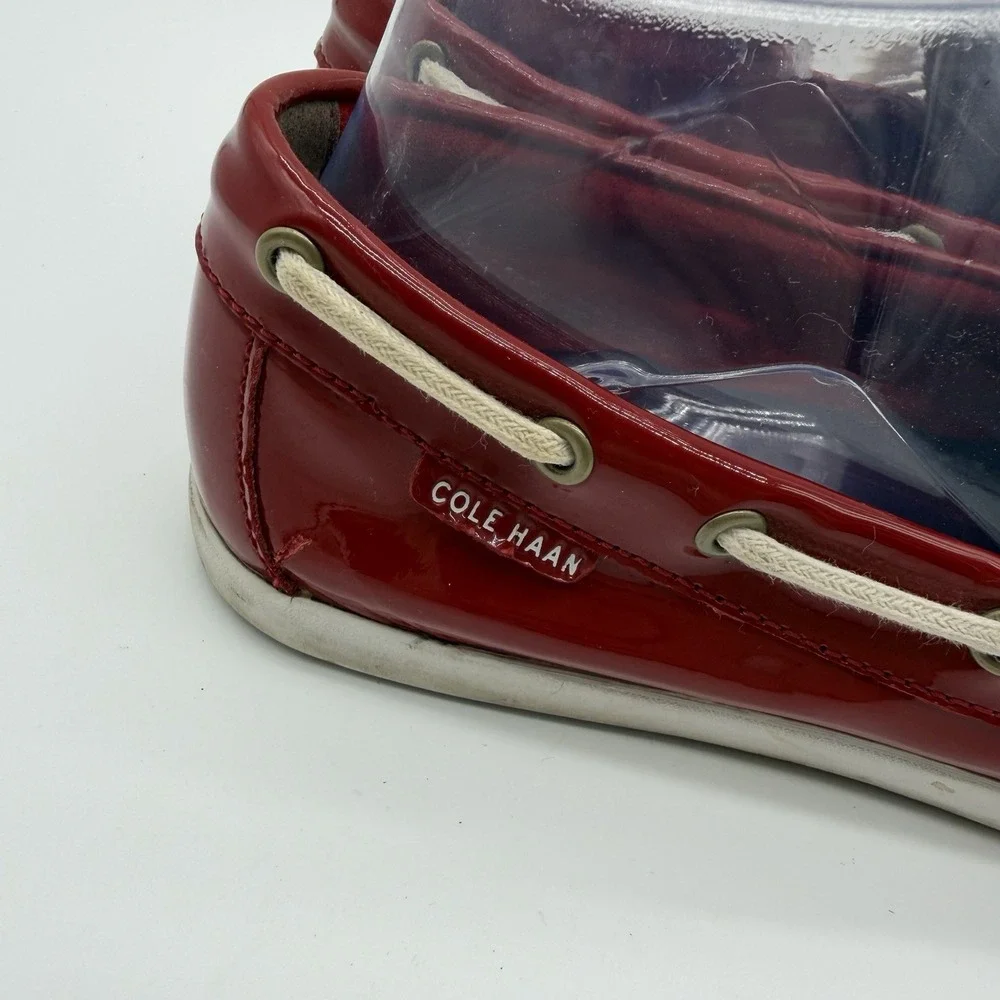 Cole Haan Women's Nantucket Camp Moc Patent Leather Boat Shoes Red Size 7.5